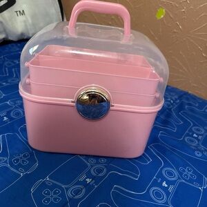 Chic Pink Cosmetic Organizer with Handle